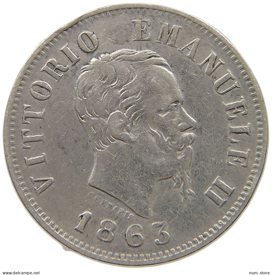 ITALY 50 CENTESIMI 1863 M Vittorio Emanuele II. 1861 - 1878 #a091 0483 - 1861-1878 : Vittoro Emanuele II