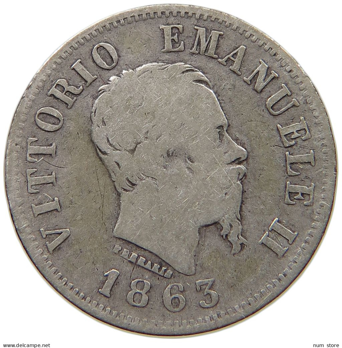 ITALY 50 CENTESIMI 1863 M Vittorio Emanuele II. 1861 - 1878 #a091 0495 - 1861-1878 : Vittoro Emanuele II