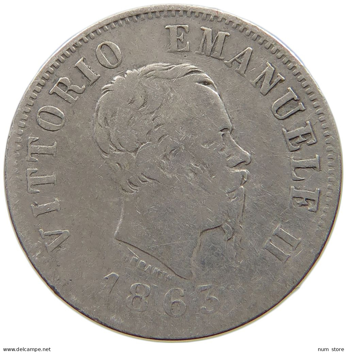 ITALY 50 CENTESIMI 1863 M Vittorio Emanuele II. 1861 - 1878 #a091 0485 - 1861-1878 : Vittoro Emanuele II