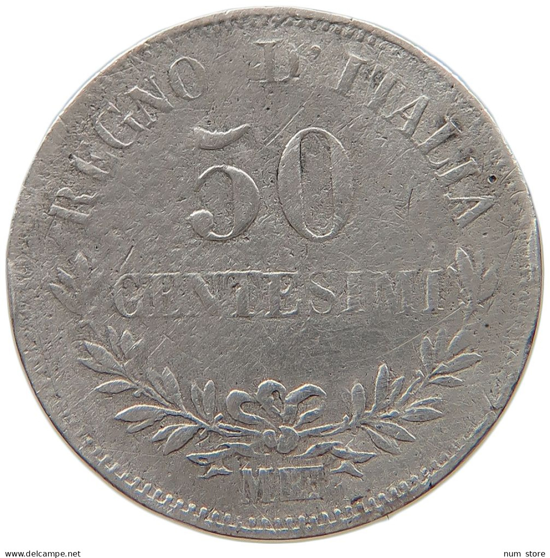 ITALY 50 CENTESIMI 1863 M Vittorio Emanuele II. (1849-1861) #t162 0247 - 1861-1878 : Vittoro Emanuele II