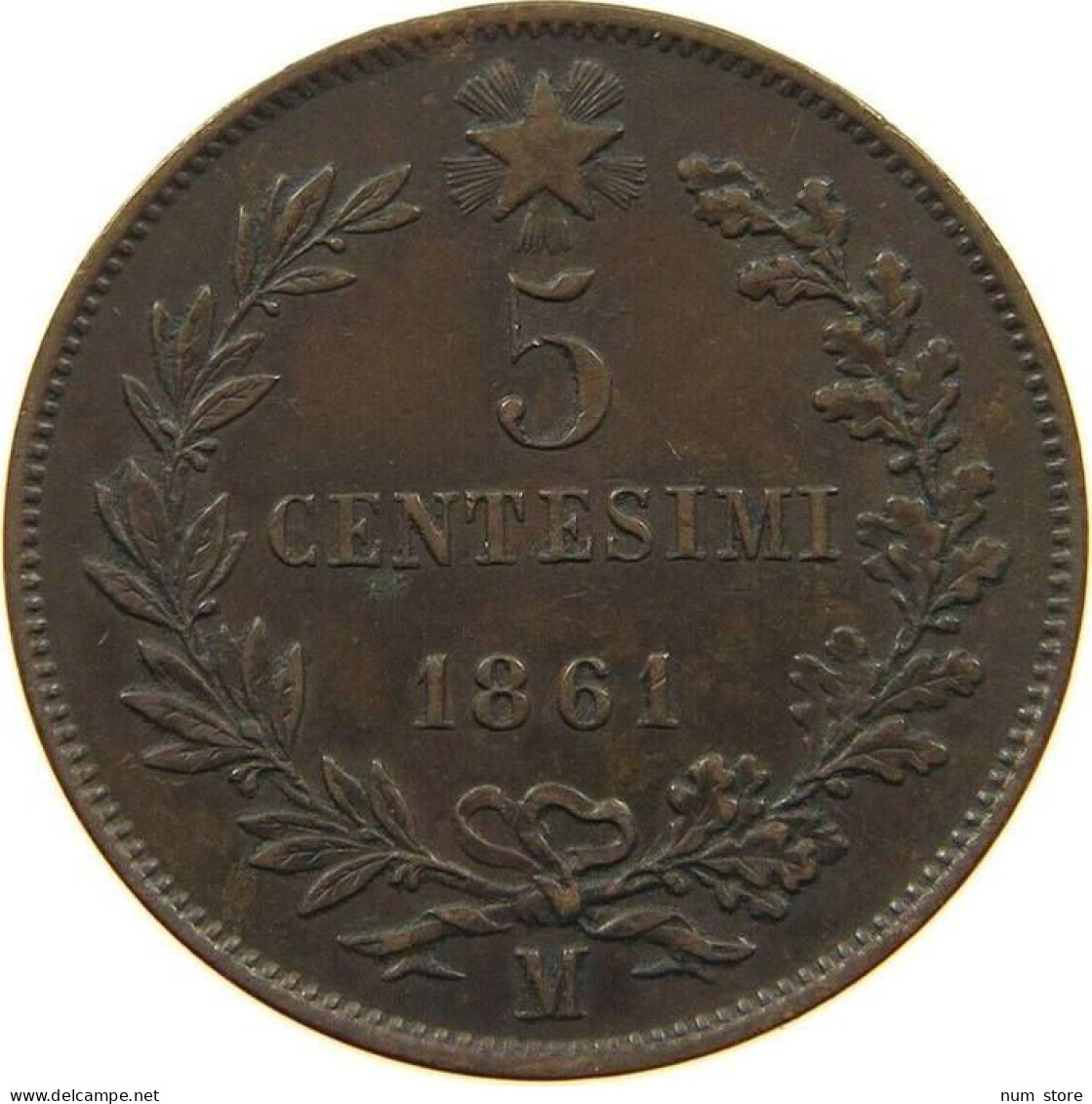 ITALY 5 CENTESIMI 1861 M Vittorio Emmanuele II. (1861-1878) #T107 0539 - Andere & Zonder Classificatie