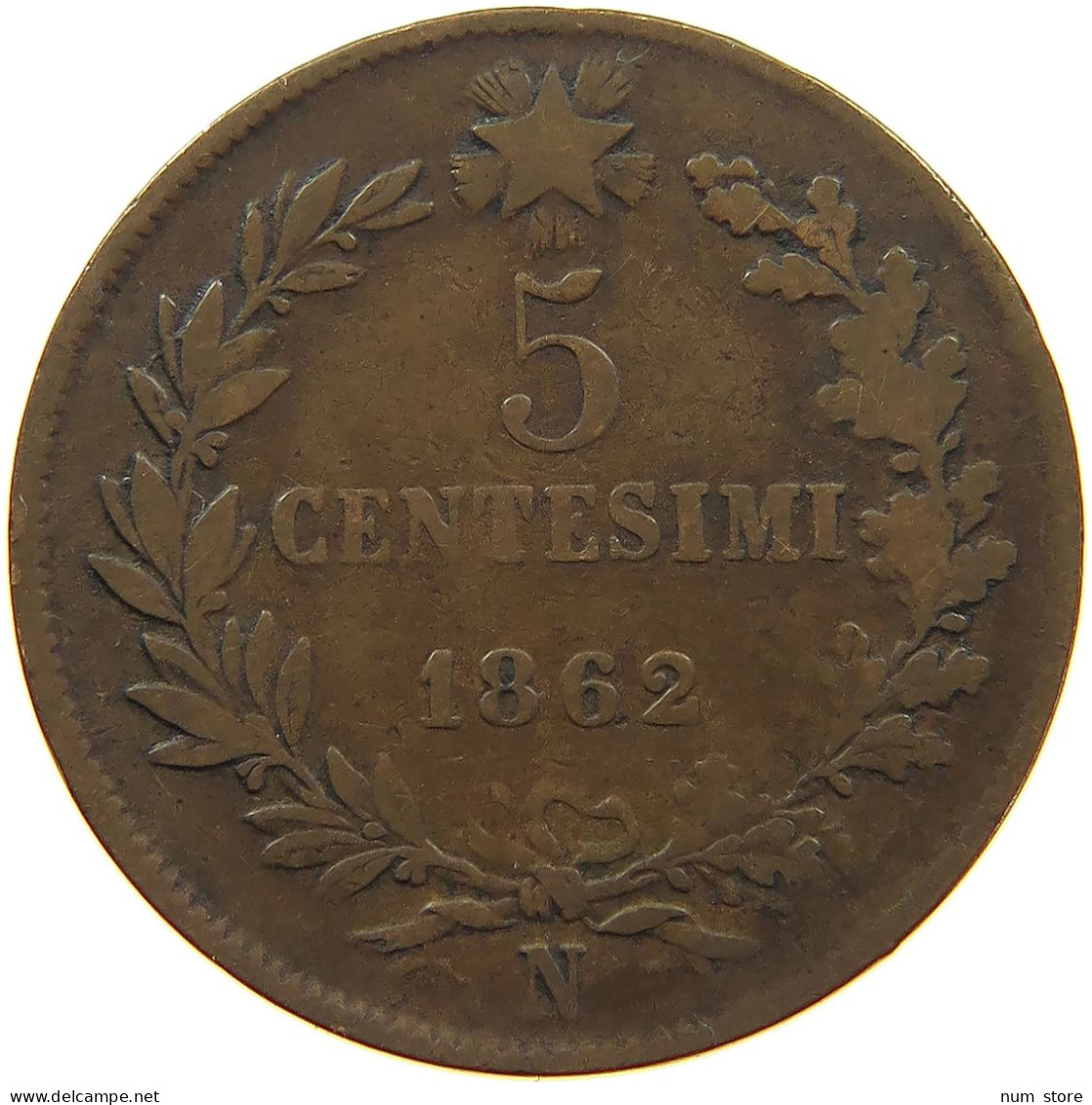 ITALY 5 CENTESIMI 1862 N Vittorio Emanuele II. 1861 - 1878 #s075 0379 - Other & Unclassified