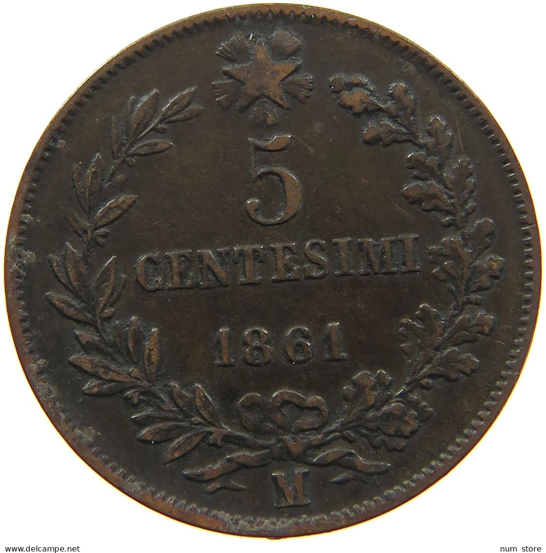 ITALY 5 CENTESIMI 1861 M Vittorio Emanuele II. 1861 - 1878 #c020 0331 - Andere & Zonder Classificatie
