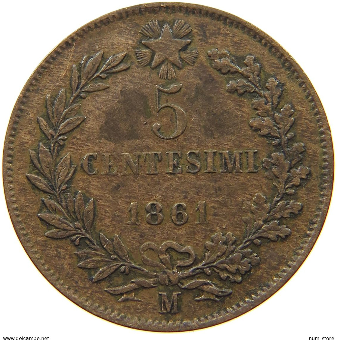 ITALY 5 CENTESIMI 1861 M Vittorio Emanuele II. 1861 - 1878 #s077 0337 - Altri & Non Classificati