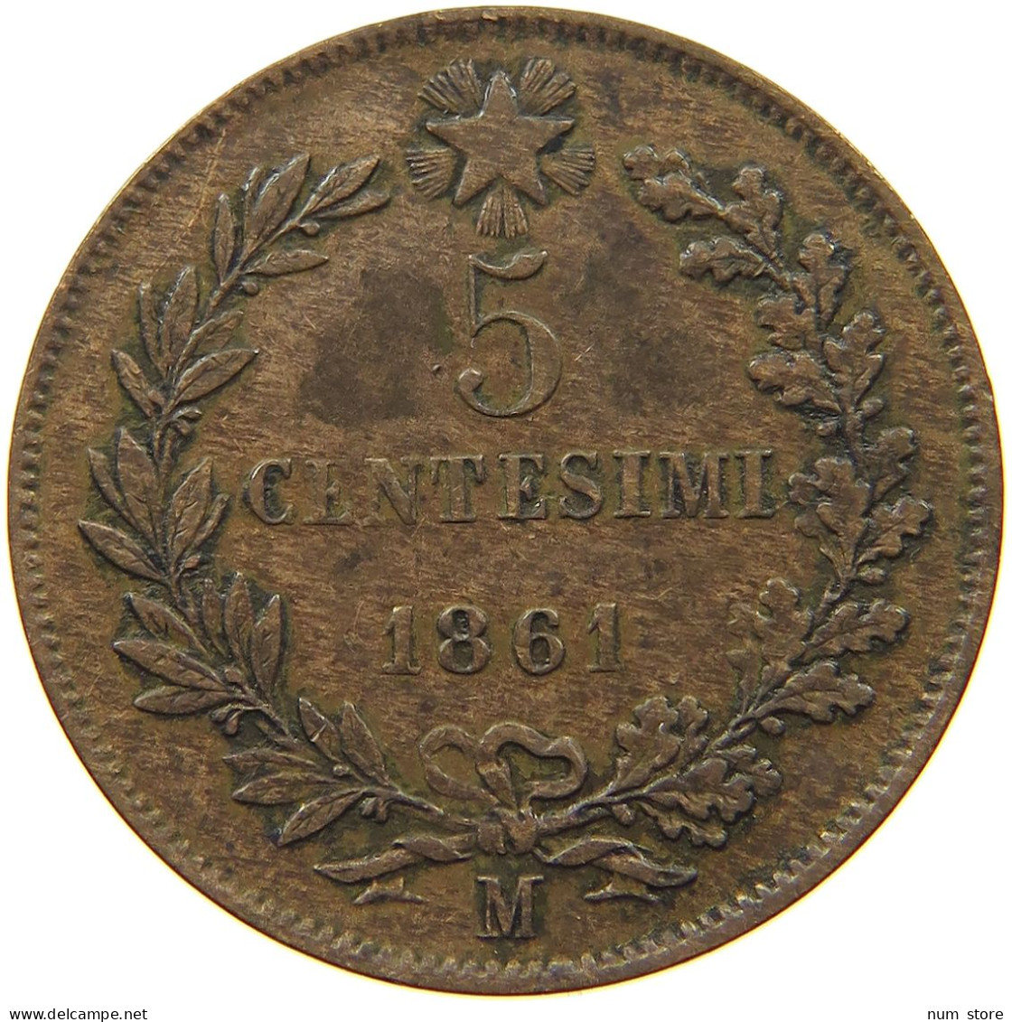 ITALY 5 CENTESIMI 1861 M Vittorio Emanuele II. 1861 - 1878 #s077 0337 - Other & Unclassified