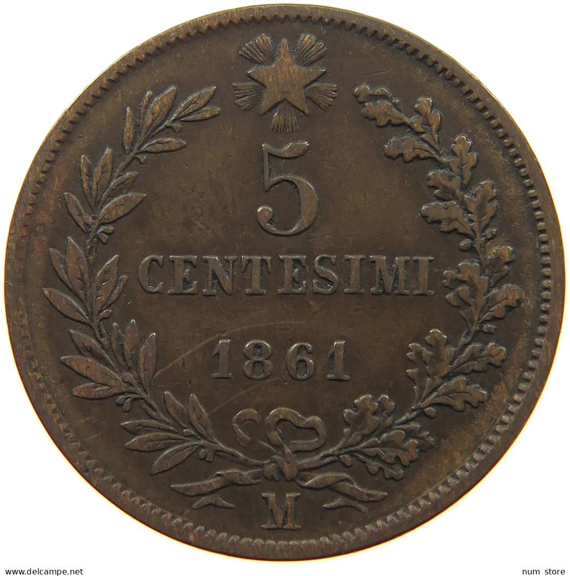 ITALY 5 CENTESIMI 1861 M Vittorio Emanuele II. 1861 - 1878 #c003 0427 - Andere & Zonder Classificatie