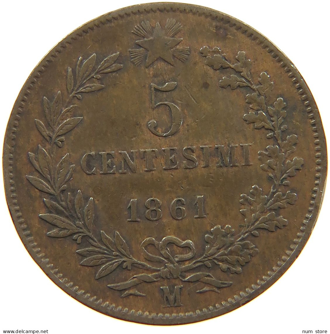 ITALY 5 CENTESIMI 1861 M Vittorio Emanuele II. 1861 - 1878 #a042 0283 - Other & Unclassified