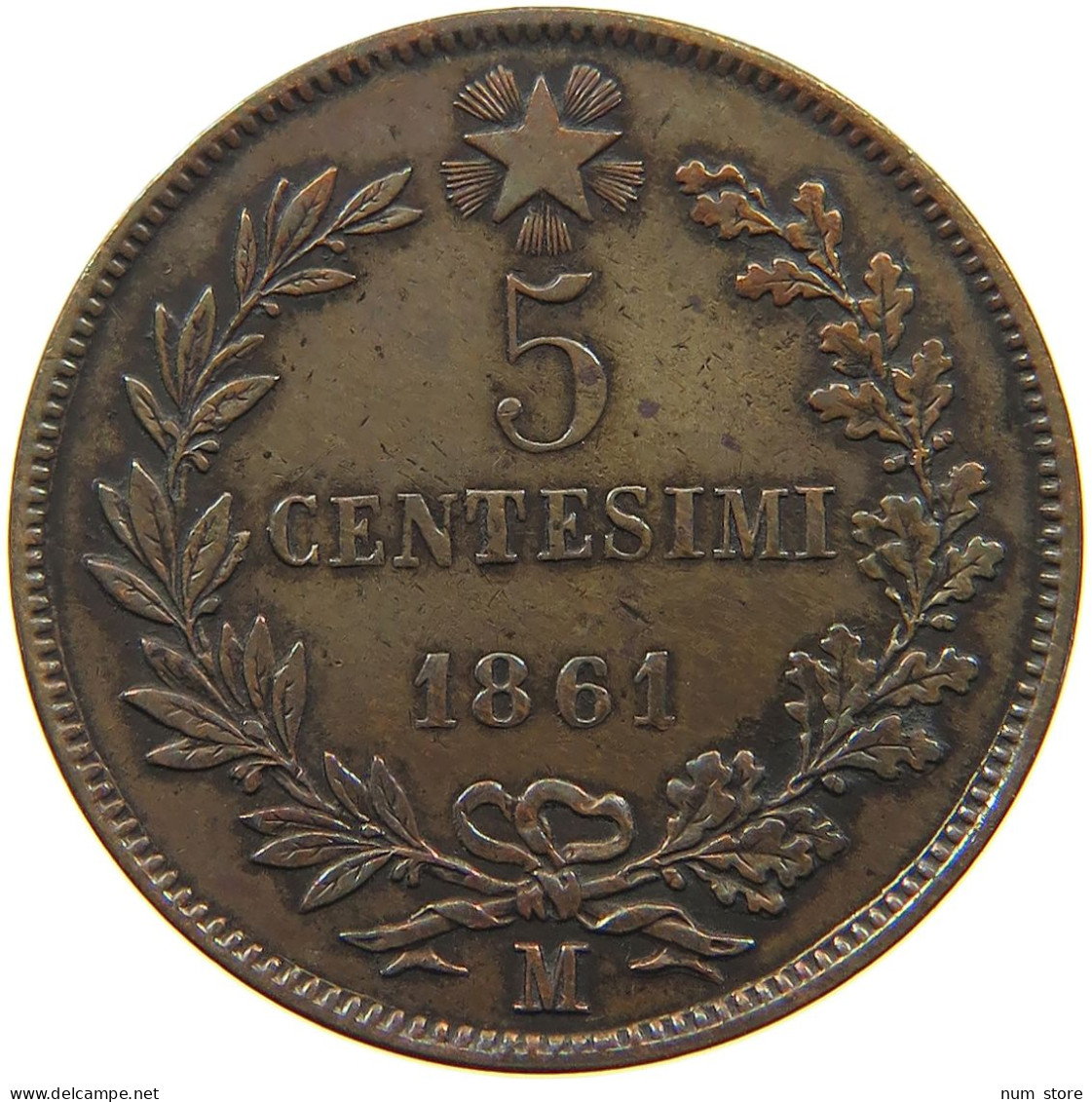 ITALY 5 CENTESIMI 1861 M Vittorio Emanuele II. 1861 - 1878 #a031 0121 - Andere & Zonder Classificatie