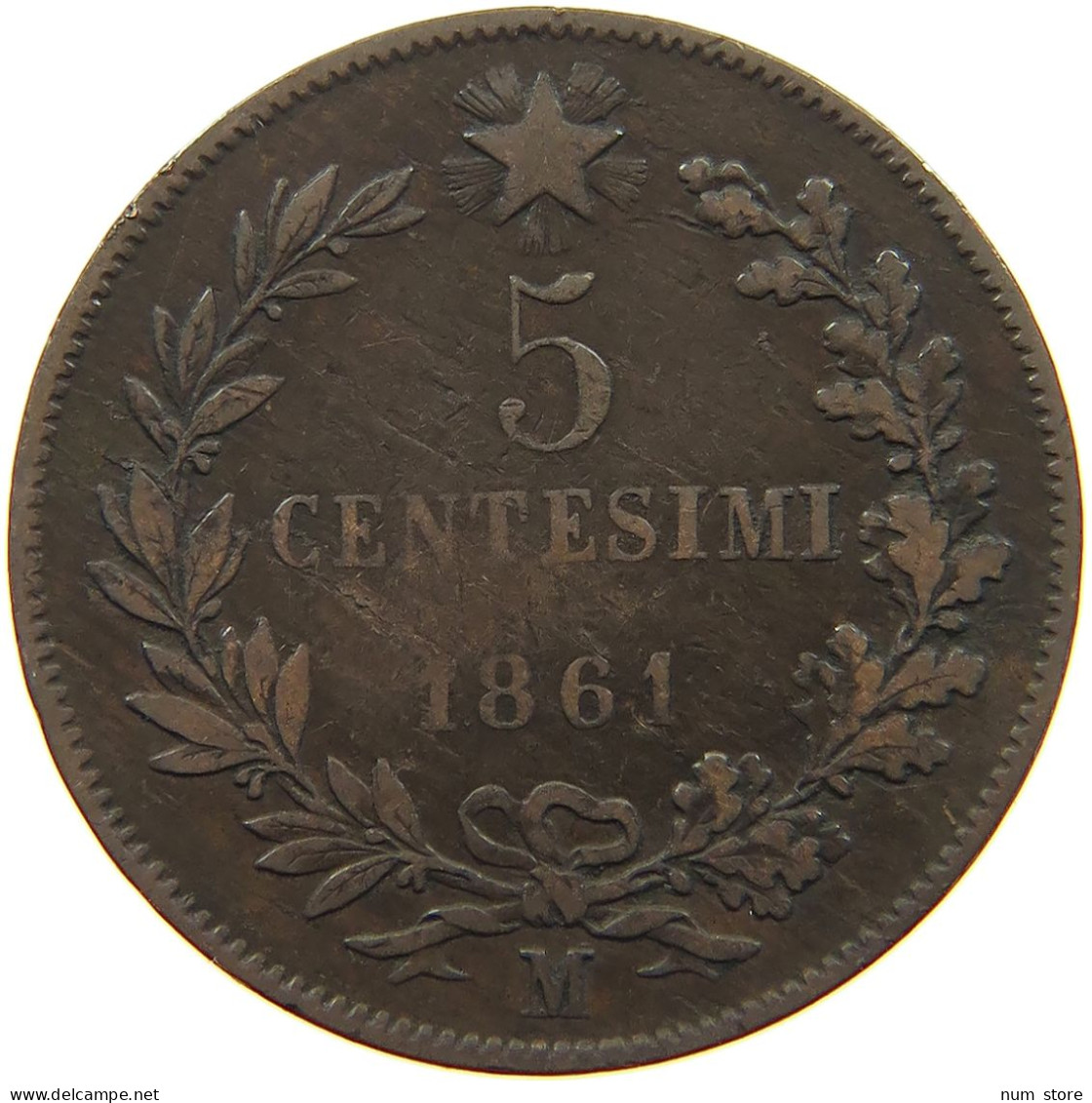 ITALY 5 CENTESIMI 1861 M Vittorio Emanuele II. 1861 - 1878 #a066 0327 - Altri & Non Classificati