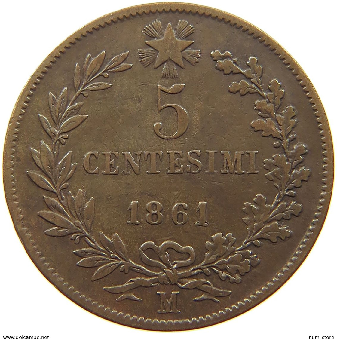 ITALY 5 CENTESIMI 1861 M Vittorio Emanuele II. 1861 - 1878 #a010 0415 - Sonstige & Ohne Zuordnung