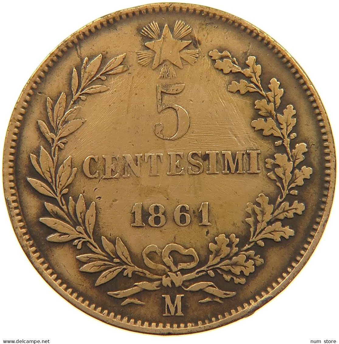ITALY 5 CENTESIMI 1861 M Vittorio Emanuele II. 1861 - 1878 #a042 0281 - Sonstige & Ohne Zuordnung