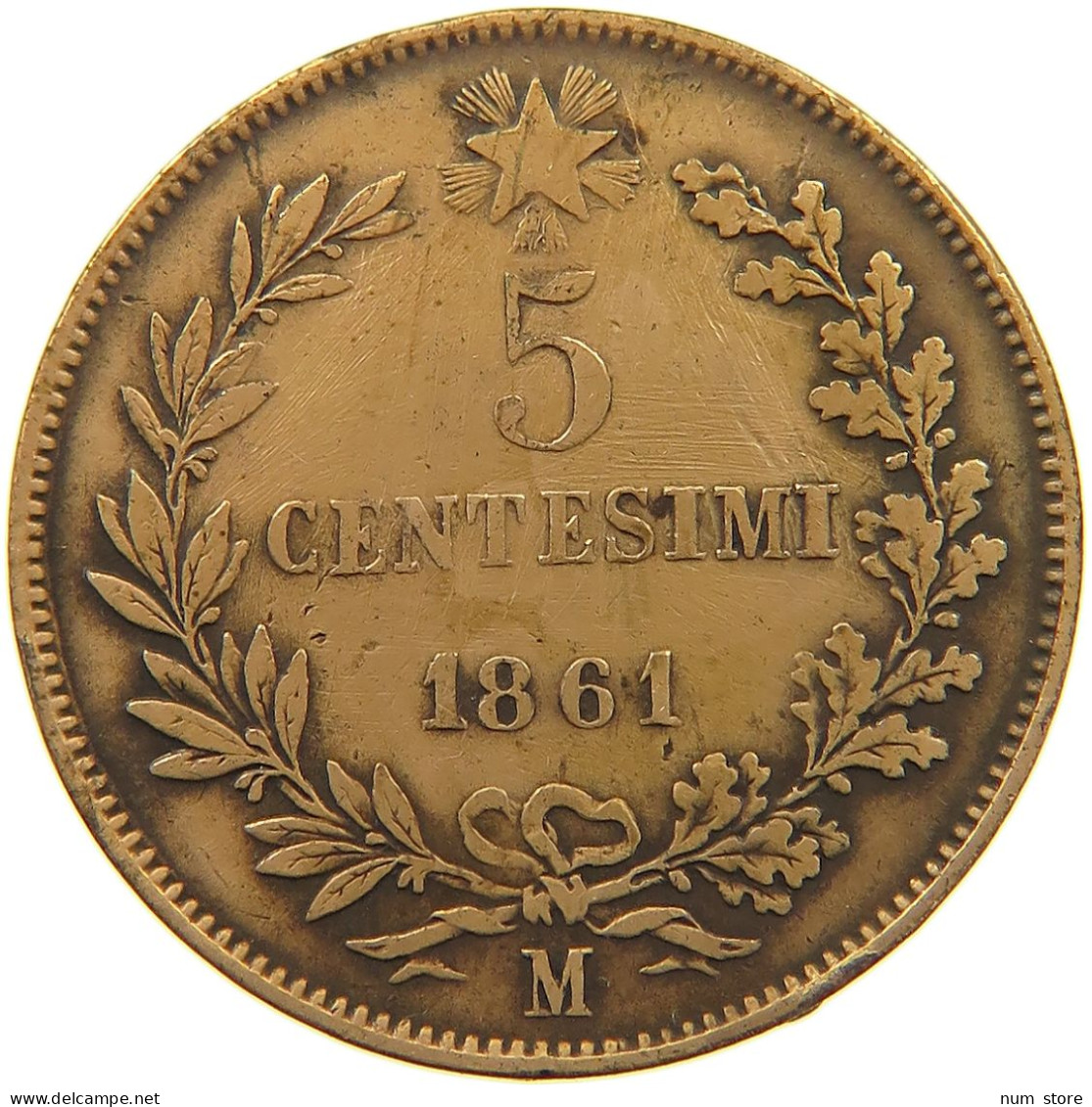 ITALY 5 CENTESIMI 1861 M Vittorio Emanuele II. 1861 - 1878 #a042 0281 - Andere & Zonder Classificatie