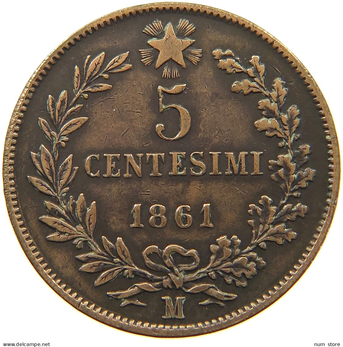 ITALY 5 CENTESIMI 1861 M Vittorio Emanuele II. 1861 - 1878 #a032 0059 - Sonstige & Ohne Zuordnung