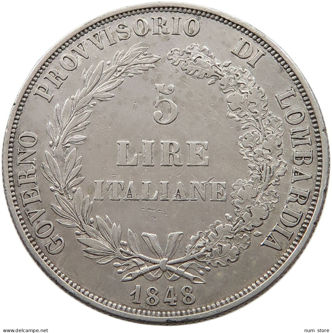 ITALY STATES MILANO 5 LIRE 1848  #t063 0121 - Other & Unclassified