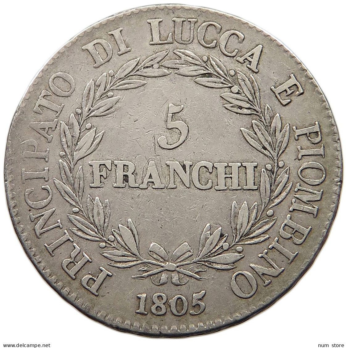 ITALY STATES LUCCA 5 FRANCHI 1805 LUCCA PIOMBINO #t061 0513 - Lucca