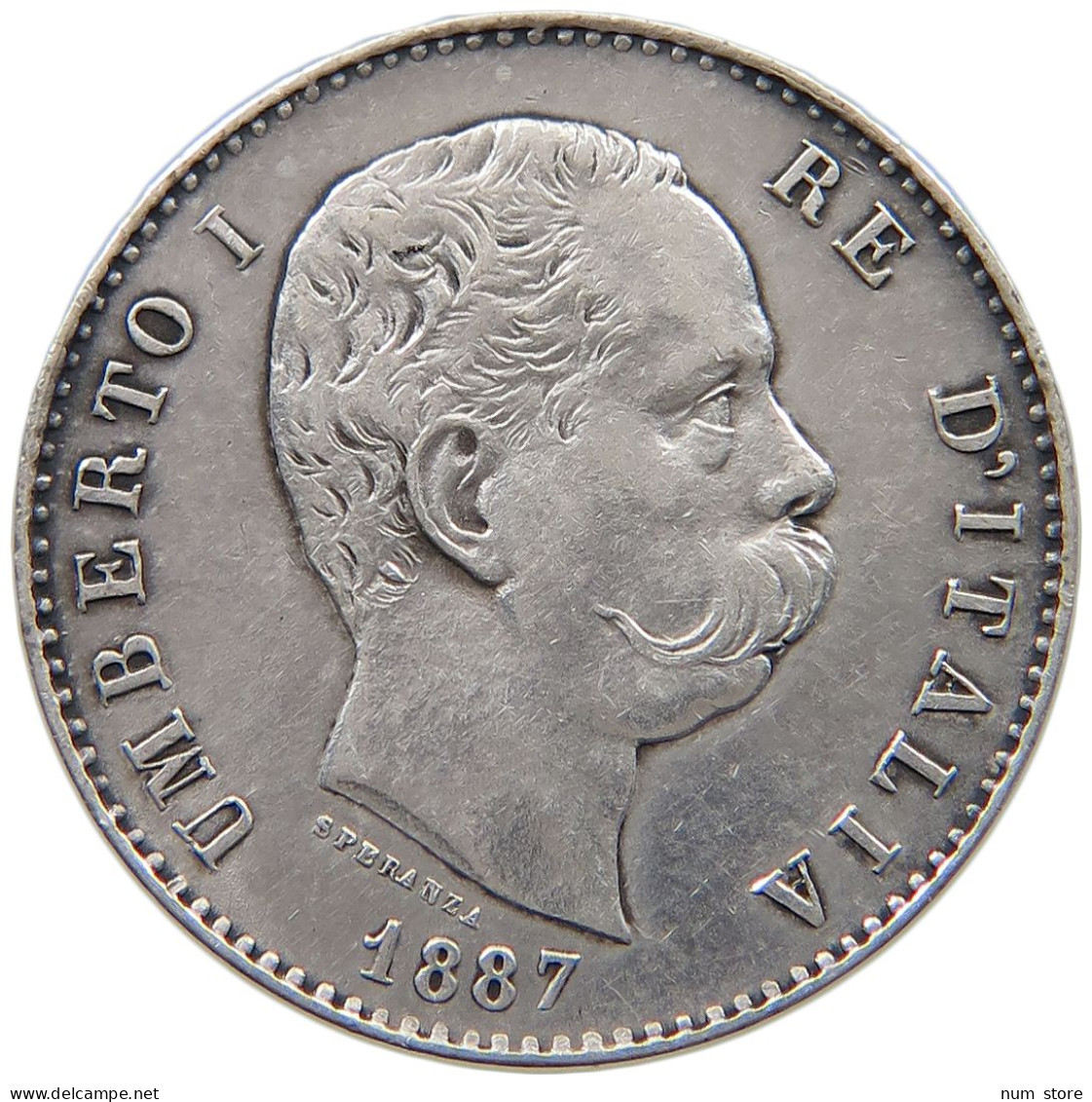 ITALY LIRA 1887 Umberto I (1878-1900) #t002 0235 - 1878-1900 : Umberto I