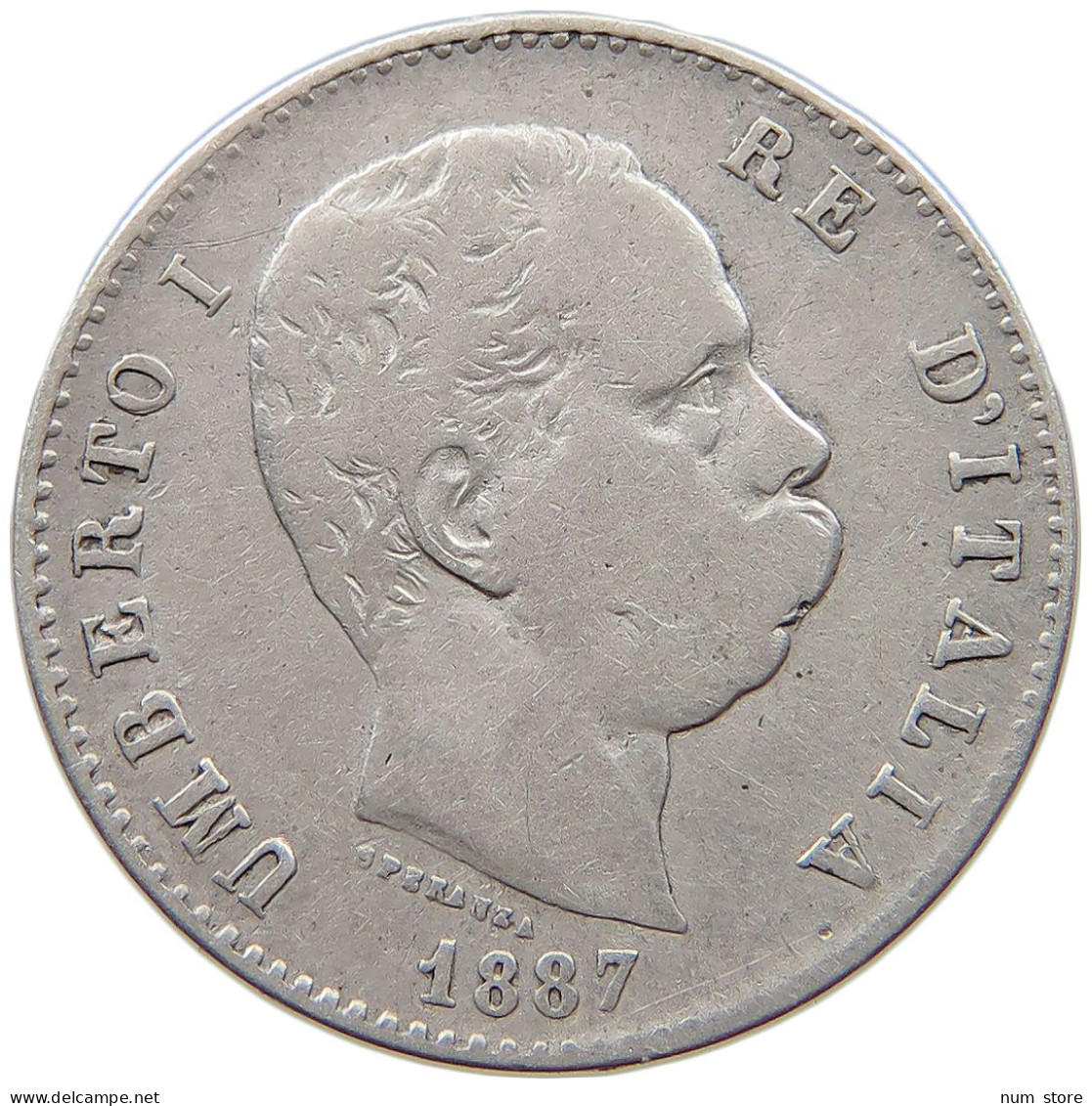 ITALY LIRA 1887 M UMBERTO I. 1878-1900 #s038 0389 - 1878-1900 : Umberto I.