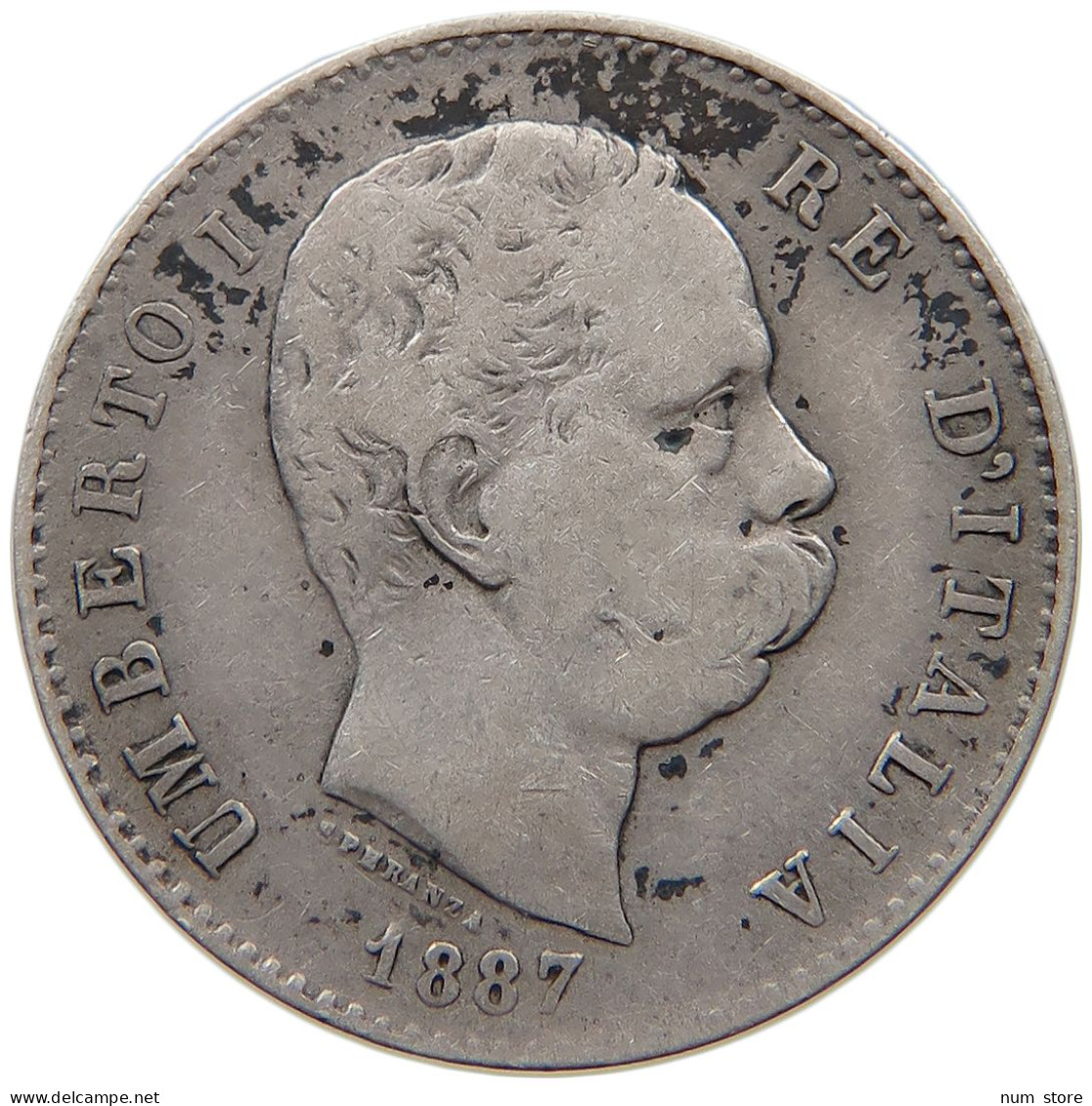 ITALY LIRA 1887 M UMBERTO I. 1878-1900 #c038 0433 - 1878-1900 : Umberto I.