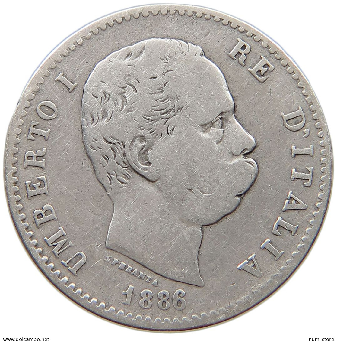 ITALY LIRA 1886 UMBERTO I. 1878-1900 #s078 0137 - 1878-1900 : Umberto I.