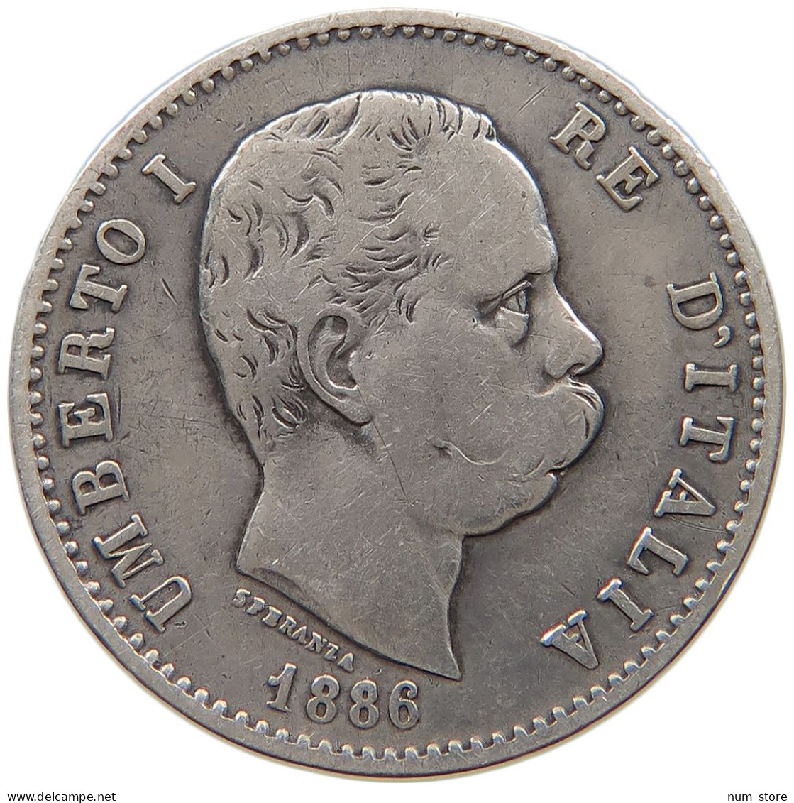 ITALY LIRA 1886 UMBERTO I. 1878-1900 #a081 0661 - 1878-1900 : Umberto I.