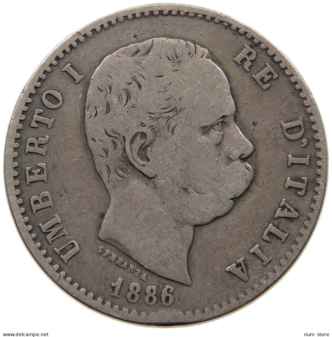 ITALY LIRA 1886 R UMBERTO I. 1878-1900 #a090 0885 - 1878-1900 : Umberto I.