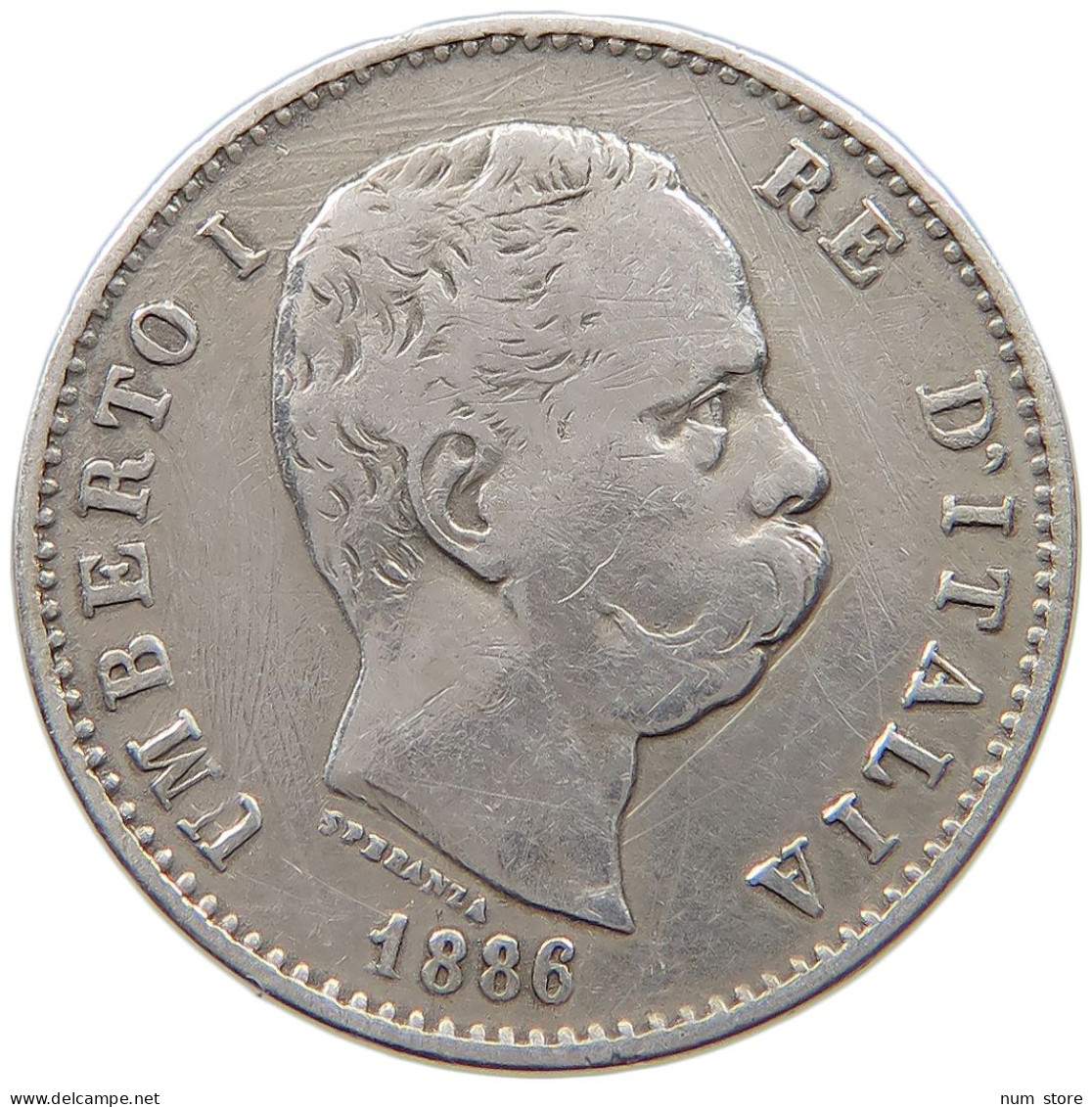 ITALY LIRA 1886 UMBERTO I. 1878-1900 #s049 0165 - 1878-1900 : Umberto I.