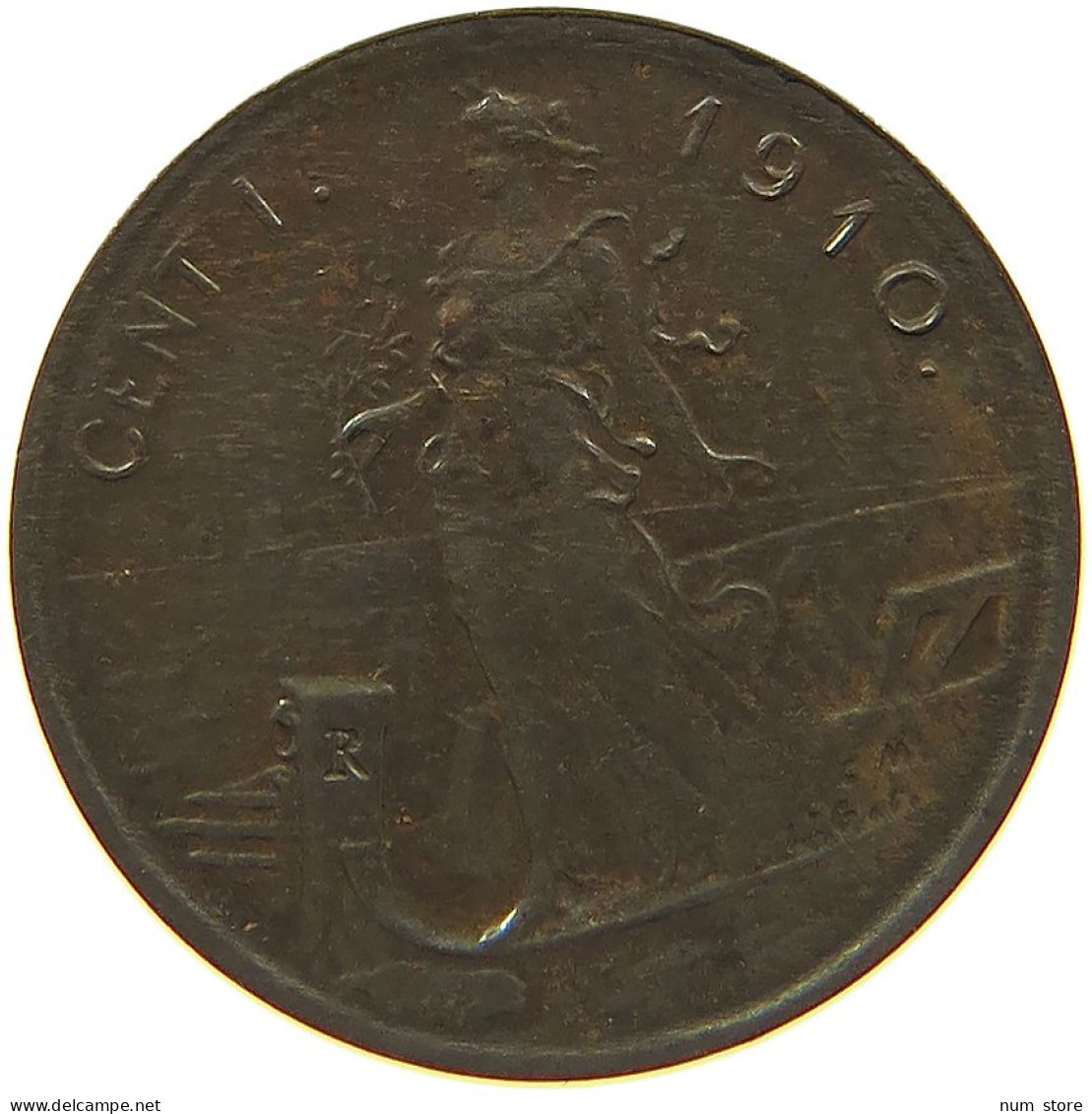 ITALY CENTESIMO 1910 Vittorio Emanuele III. (1900 - 1946) #s002 0153 - 1900-1946 : Vittorio Emanuele III & Umberto II