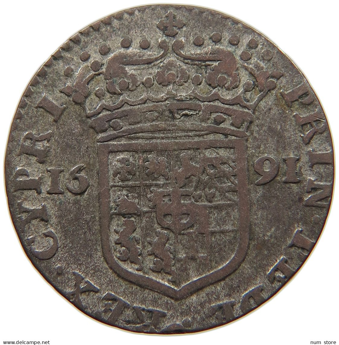 ITALY STATES SICILY 2.6 SOLDI 1691 VITTORIO AMEDEO II. #t107 0413 - Sicilia