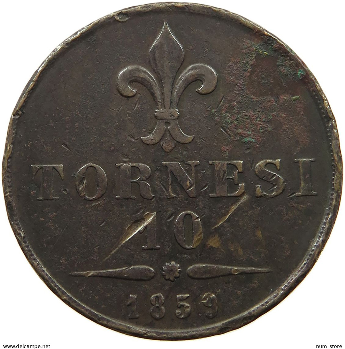 ITALY STATES SICILY 10 TORNESI 1859  #t161 0159 - Sizilien