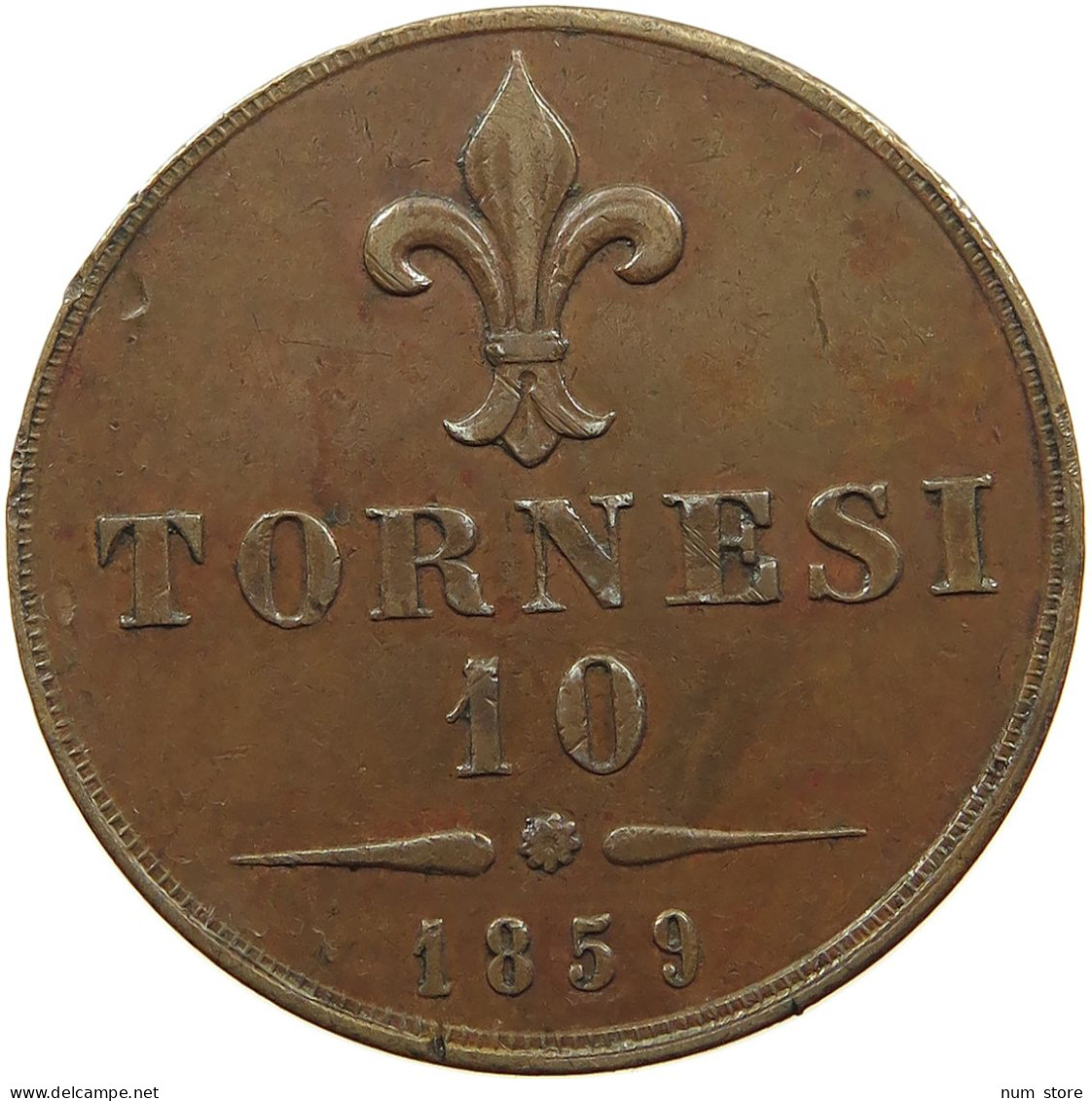 ITALY STATES SICILY 10 TORNESI 1859  #t161 0157 - Sicilië