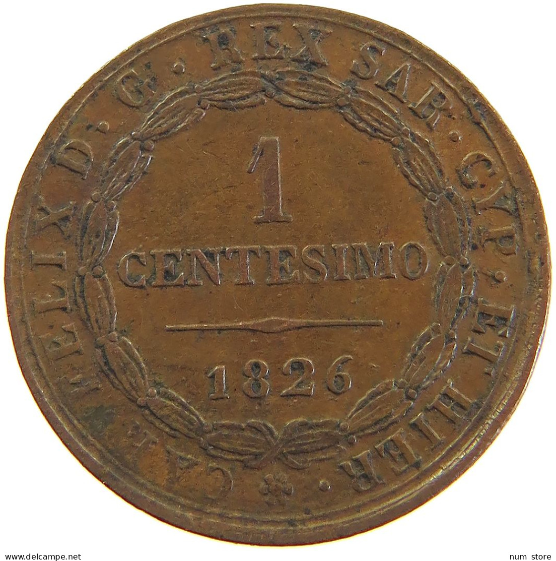 ITALY STATES SARDINIA CENTESIMO 1826 P TORINO Carlo Felice 1821-1831 #t017 0009 - Piemonte-Sardinië- Italiaanse Savoie