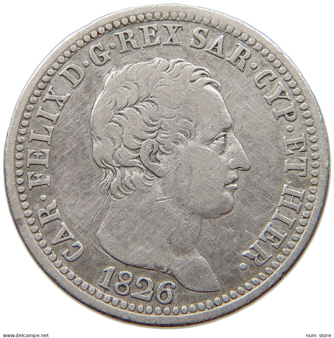 ITALY STATES SARDINIA LIRA 1826 L Carlo Felice 1821-1831 #t144 0187 - Italian Piedmont-Sardinia-Savoie