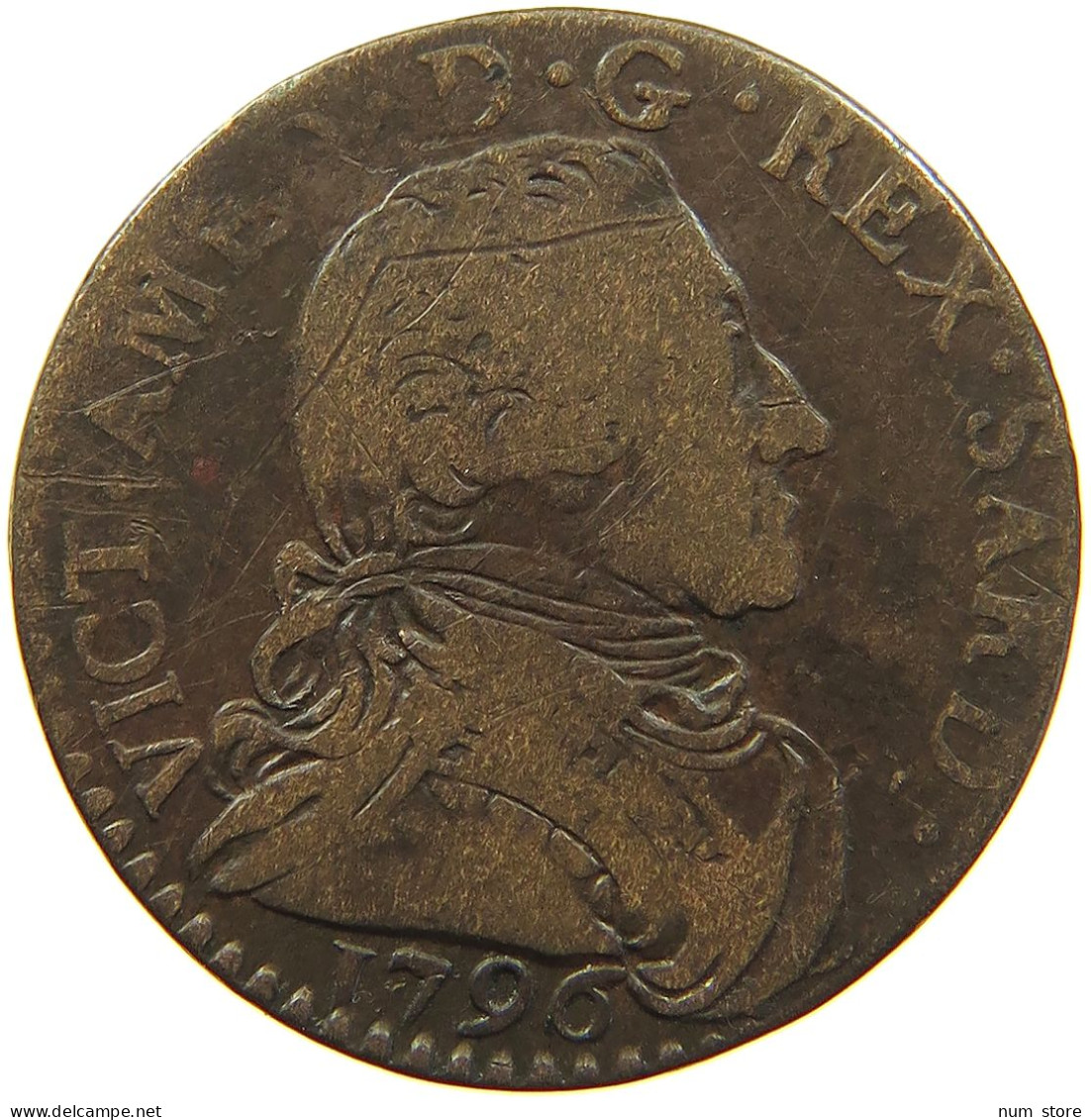 ITALY STATES SARDINIA 5 SOLDI 1796 Vittorio Amadeo III., 1773-1796. #t017 0403 - Italian Piedmont-Sardinia-Savoie