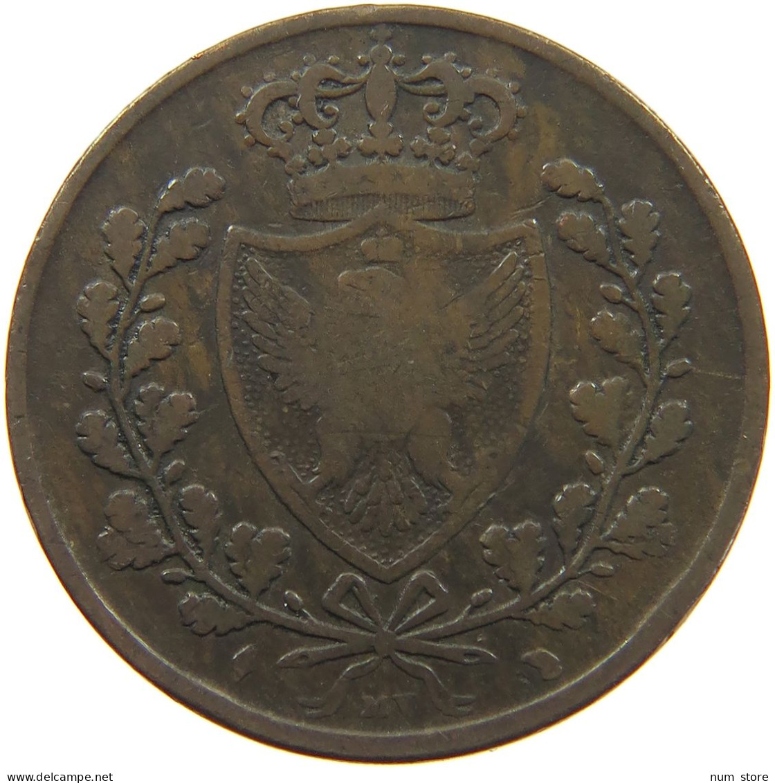 ITALY STATES SARDINIA 5 CENTESIMI 1826 D COUNTERMARKED D #t009 0197 - Italian Piedmont-Sardinia-Savoie