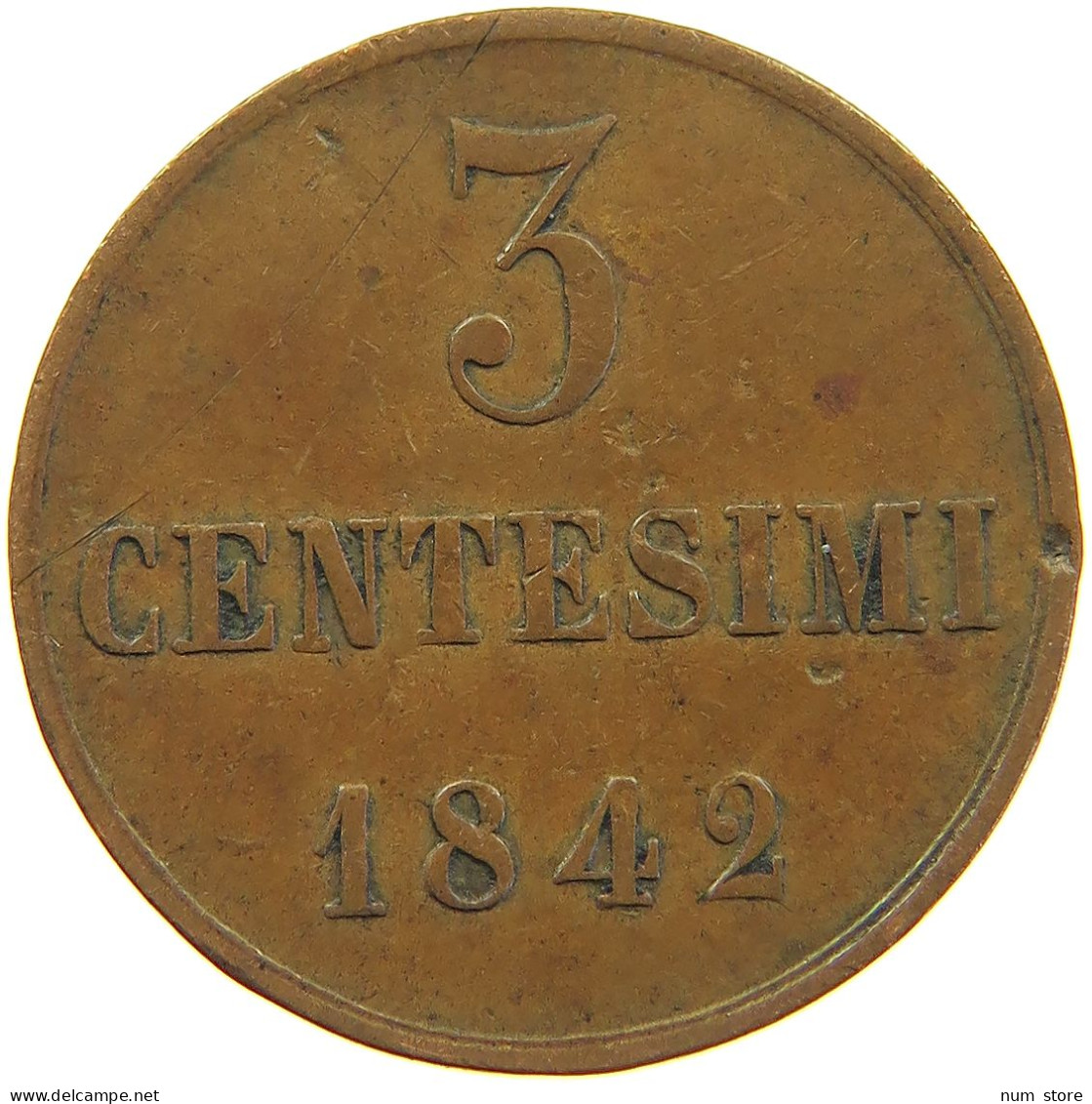 ITALY STATES SARDINIA 3 CENTESIMI  Carlo Alberto 1831-1849. #t016 0275 - Italian Piedmont-Sardinia-Savoie