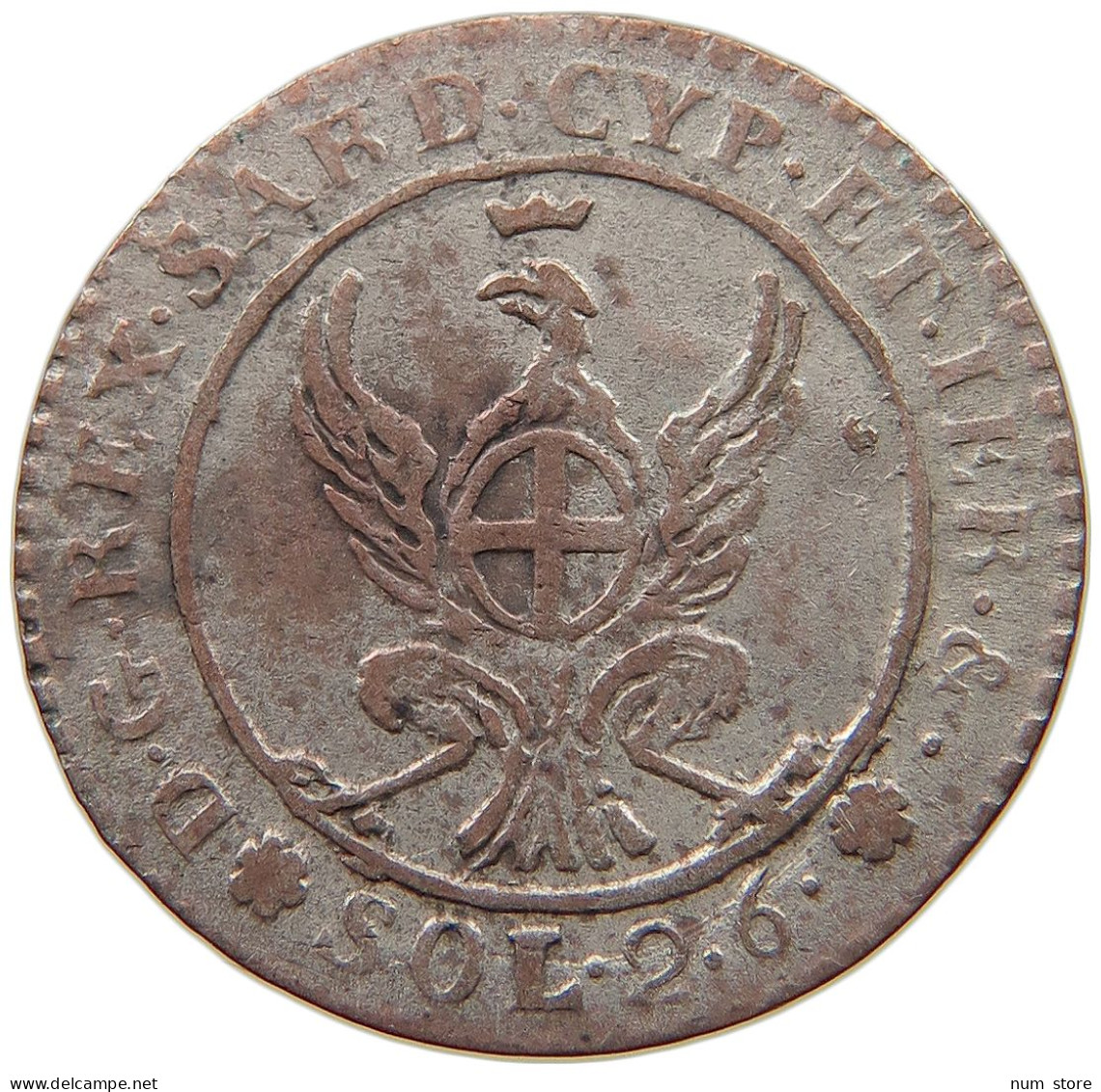 ITALY STATES SARDINIA 2.6 SOLDI 1815  #t107 0429 - Italian Piedmont-Sardinia-Savoie