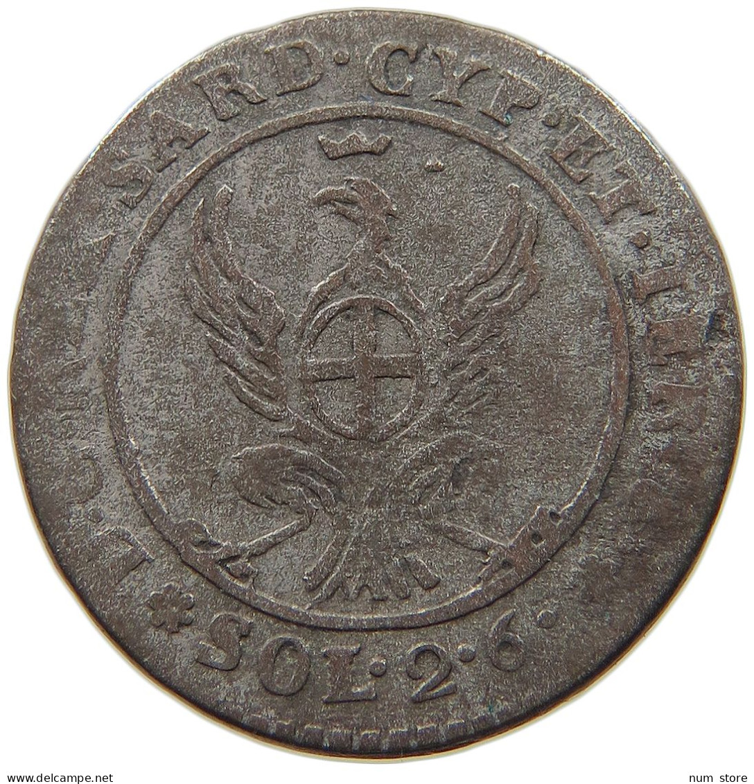 ITALY STATES SARDINIA 2.6 SOLDI 1798 CARLO EMANUELE IV. (1796-1802) #t107 0425 - Piémont-Sardaigne-Savoie Italienne