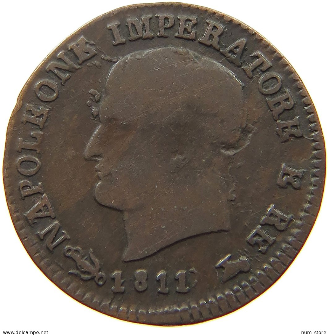 ITALY STATES NAPOLEON I. CENTESIMO 1811/0 V Napoleon I. (1804-1814, 1815) DIE ERROR #t149 0313 - Napoleonic