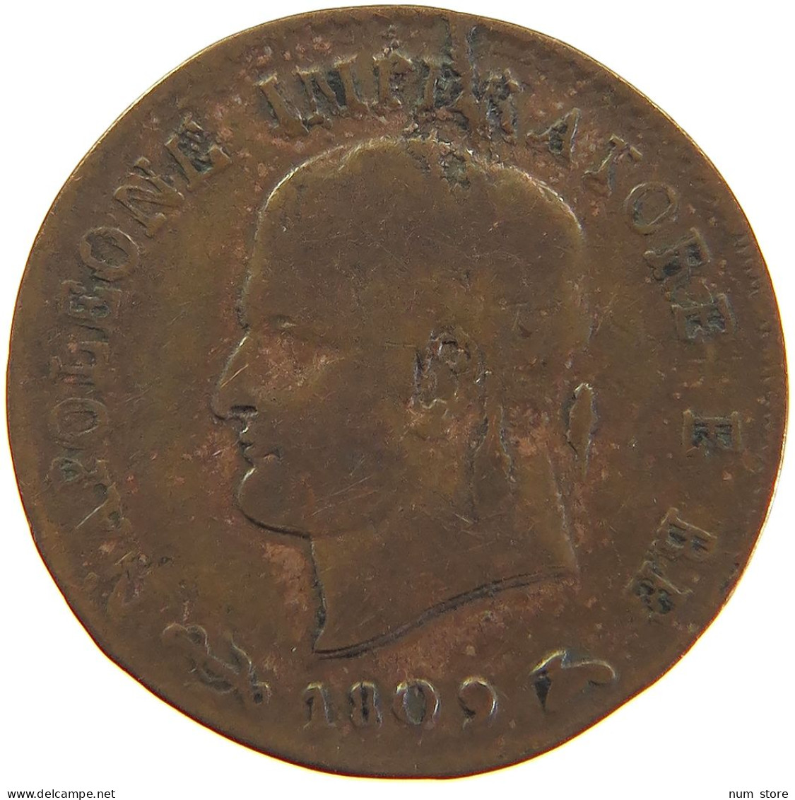 ITALY STATES NAPOLEON I. CENTESIMO 1809 V Napoleon I. (1804-1814, 1815) PLANCHET ERROR #t017 0021 - Napoleonic