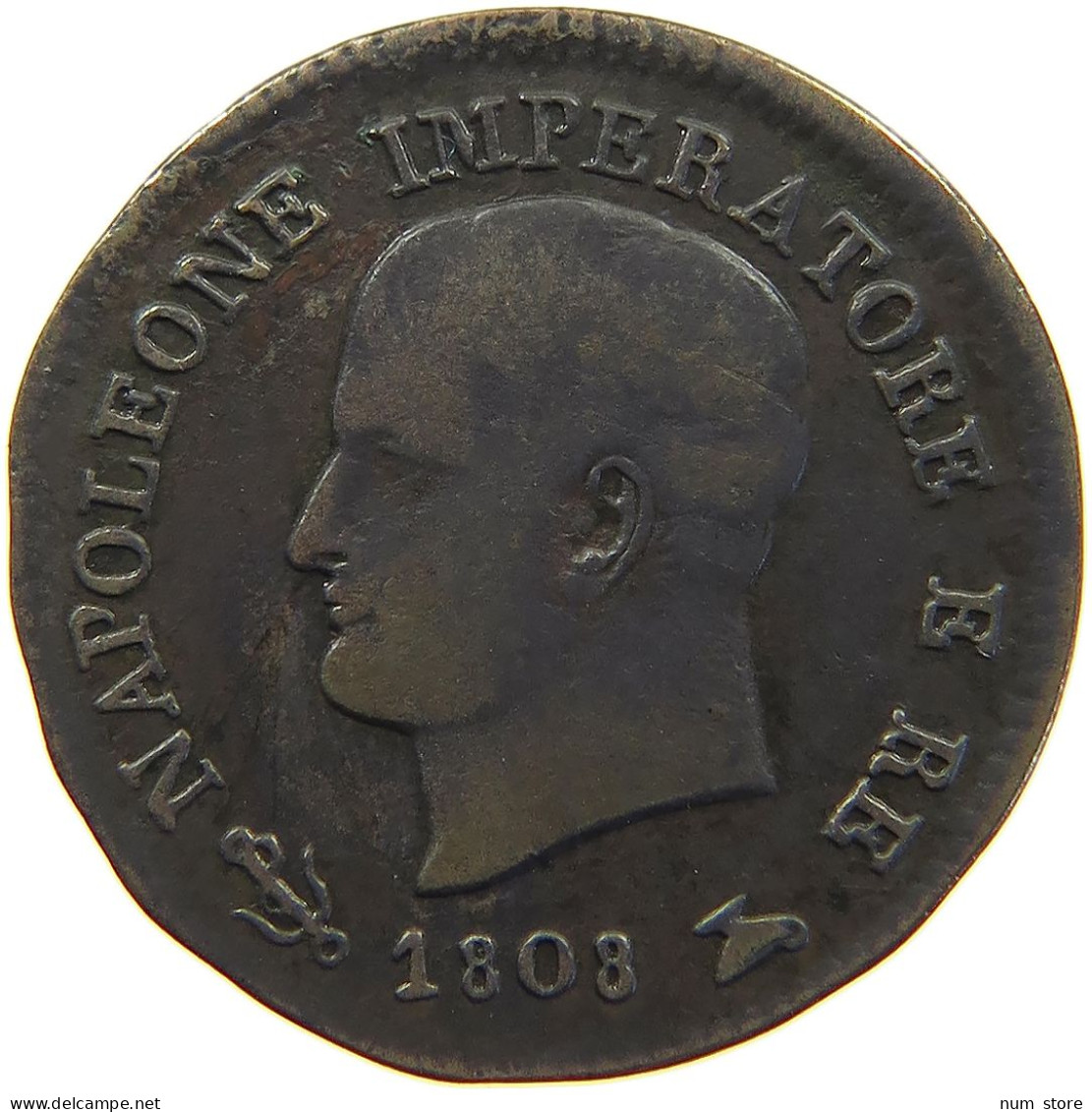 ITALY STATES NAPOLEON I. CENTESIMO 1808 V Napoleon I. (1804-1814, 1815) #c039 0175 - Napoléonniennes