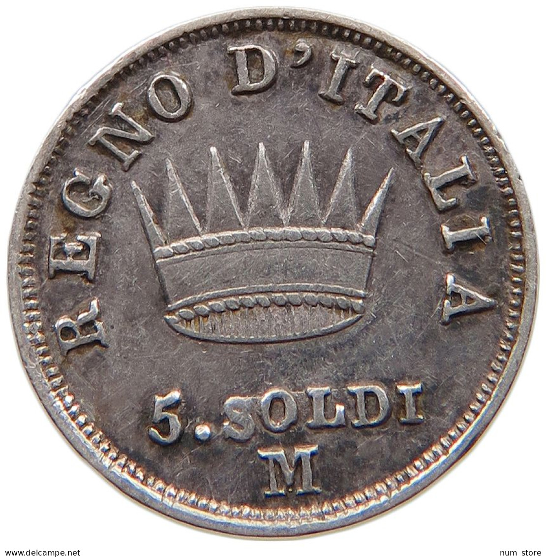 ITALY STATES NAPOLEON I. 5 SOLDI 1814 M Napoleon I. (1804-1814, 1815) OVERSTRUCK DATE #t083 0039 - Napoleoniche