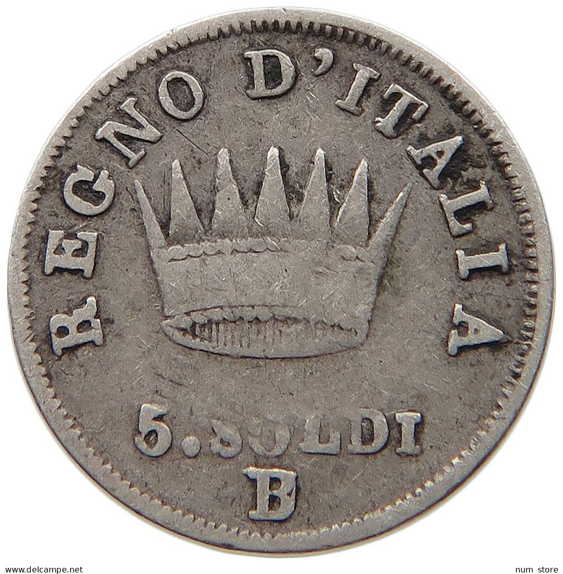 ITALY STATES NAPOLEON I. 5 SOLDI 1813 B/M Napoleon I. (1804-1814, 1815) 5 SOLDI 1813 B/M VERY RARE #t097 0363 - Napoleónicas