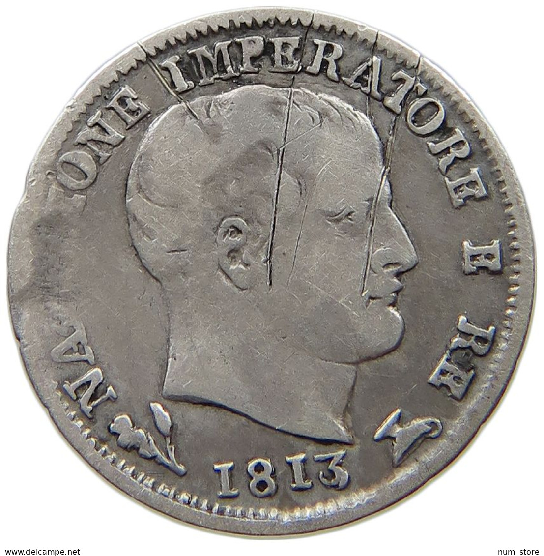 ITALY STATES NAPOLEON I. 5 SOLDI 1813 B OVER M Napoleon I. (1804-1814, 1815) #t144 0361 - Napoleónicas