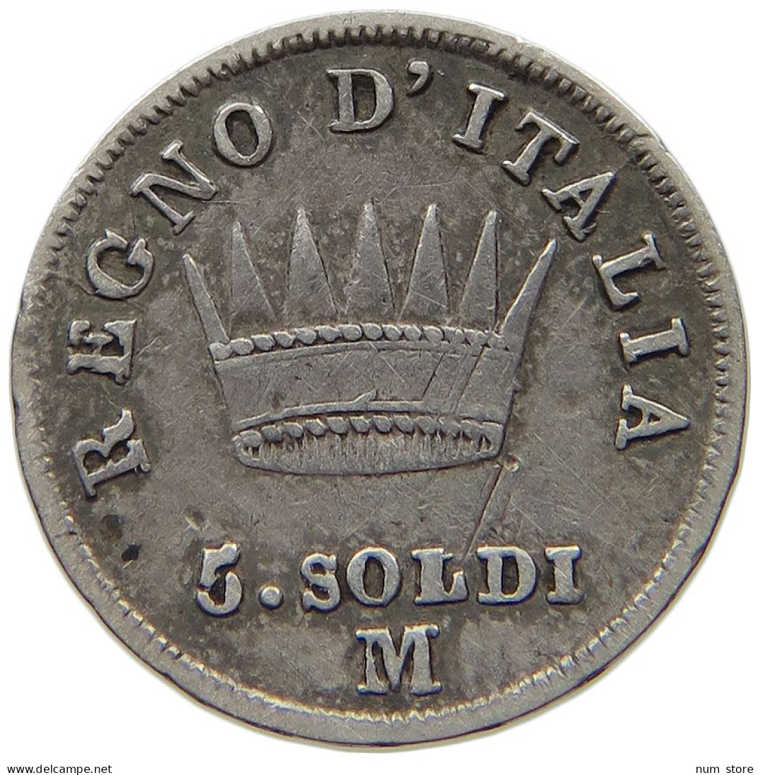 ITALY STATES NAPOLEON I. 5 SOLDI 1812 M Napoleon I. (1804-1814, 1815) DATE ERROR #t144 0371 - Napoleonic