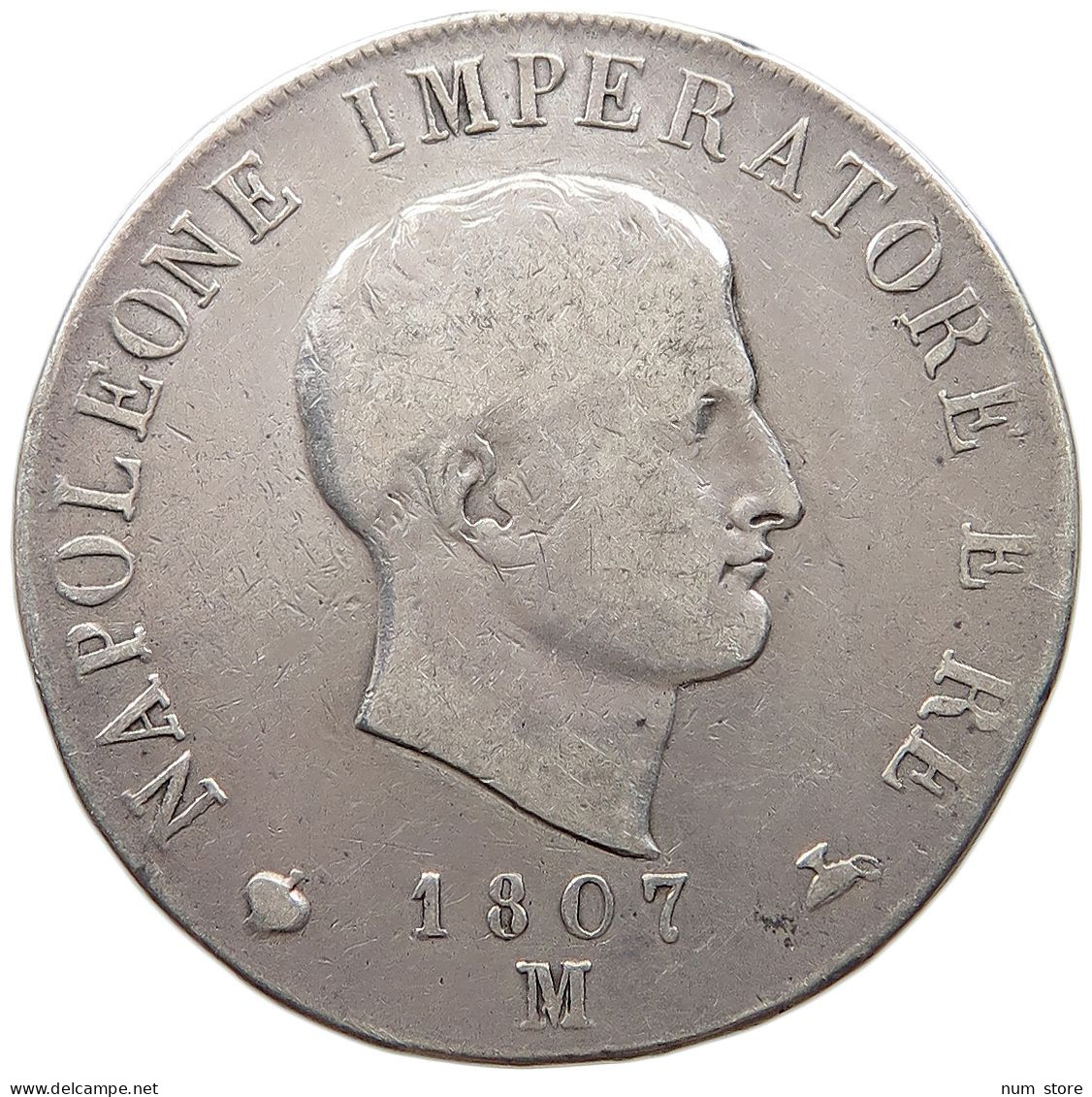 ITALY STATES NAPOLEON I. 5 LIRE 1807 M Napoleon I. (1804-1814, 1815) #t107 0093 - Napoleonic