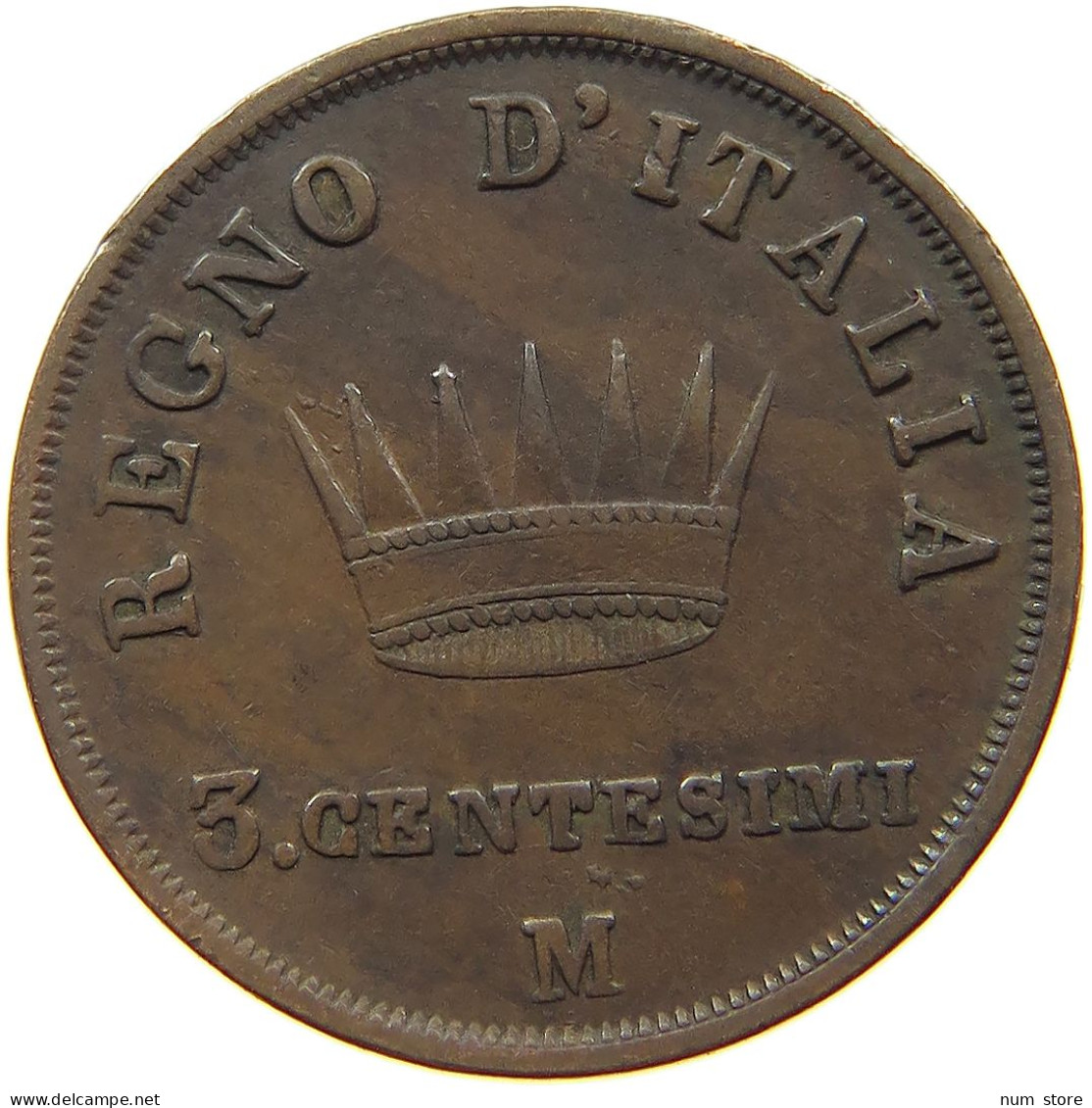 ITALY STATES NAPOLEON I. 3 CENTESIMI 1812 M Napoleon I. (1804-1814, 1815) #t149 0191 - Napoleónicas