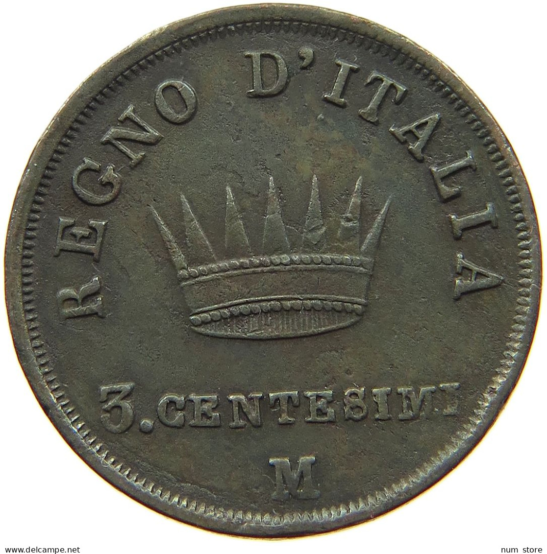 ITALY STATES NAPOLEON I. 3 CENTESIMI 1812 M Napoleon I. (1804-1814, 1815) #t144 0839 - Napoleónicas