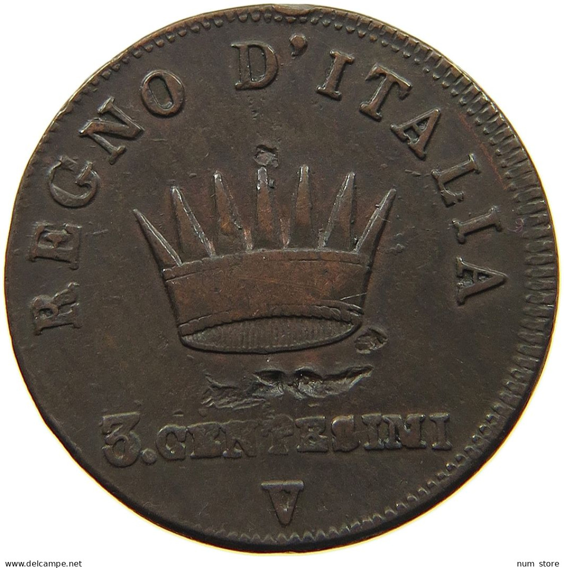 ITALY STATES NAPOLEON I. 3 CENTESIMI 1810 V Napoleon I. (1804-1814, 1815) #t092 0173 - Napoléonniennes