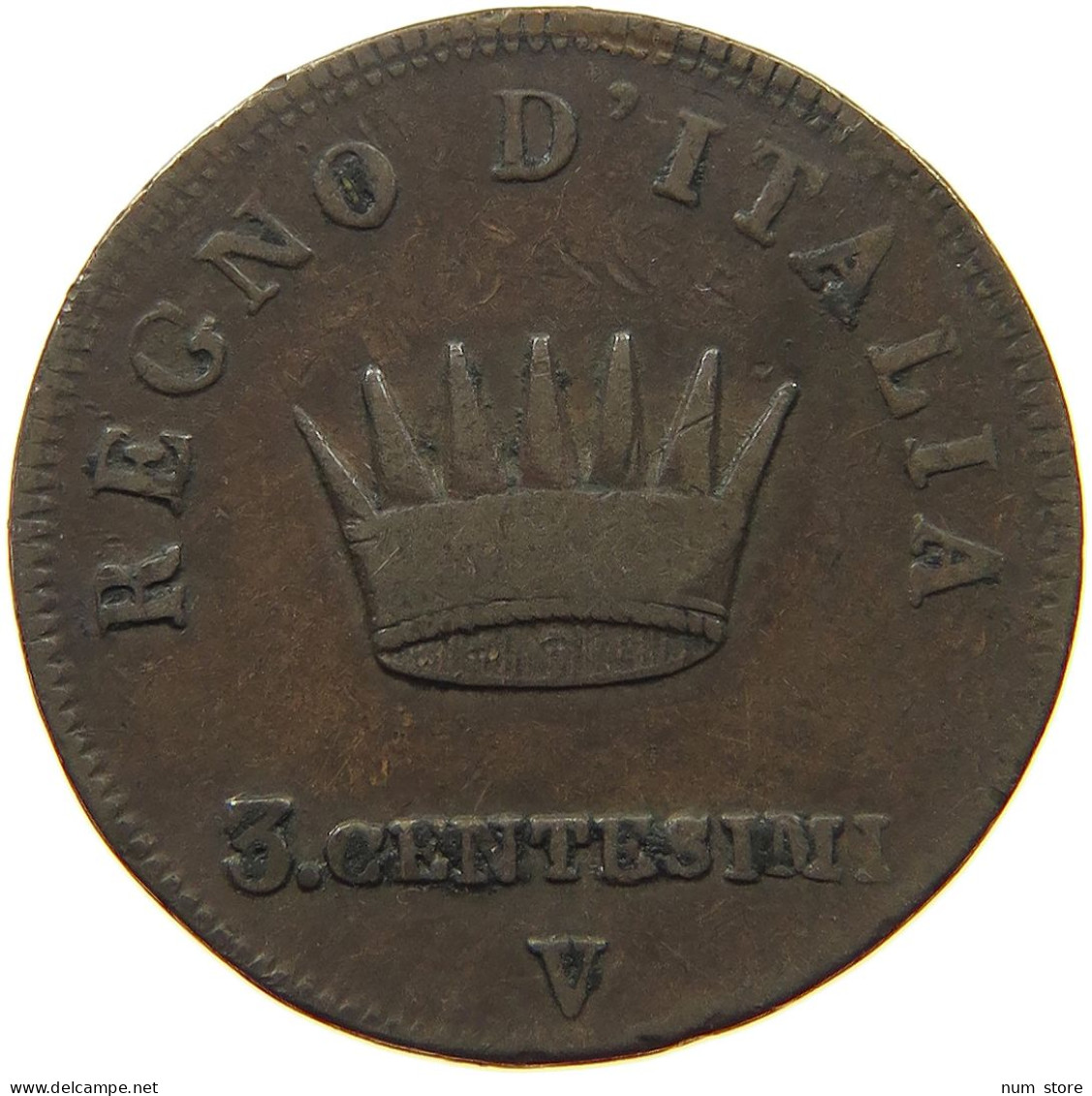 ITALY STATES NAPOLEON I. 3 CENTESIMI 1810 V Napoleon I. (1804-1814, 1815) #t144 0859 - Napoleonic