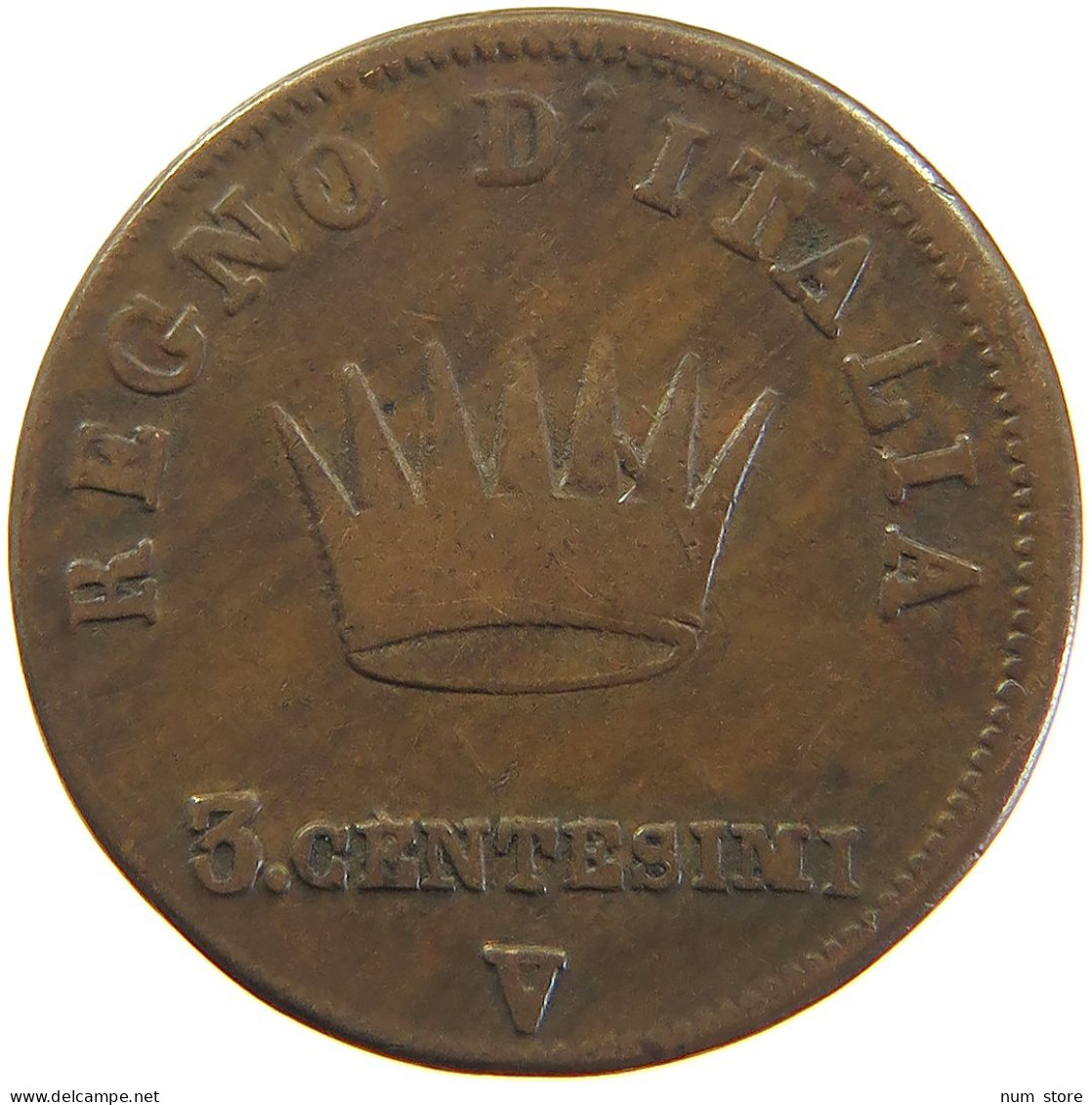 ITALY STATES NAPOLEON I. 3 CENTESIMI 1810 V Napoleon I. (1804-1814, 1815) #t016 0355 - Napoleonic